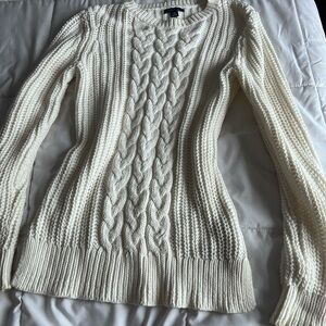 Nautica Women's Cream Cable Knit Sweater